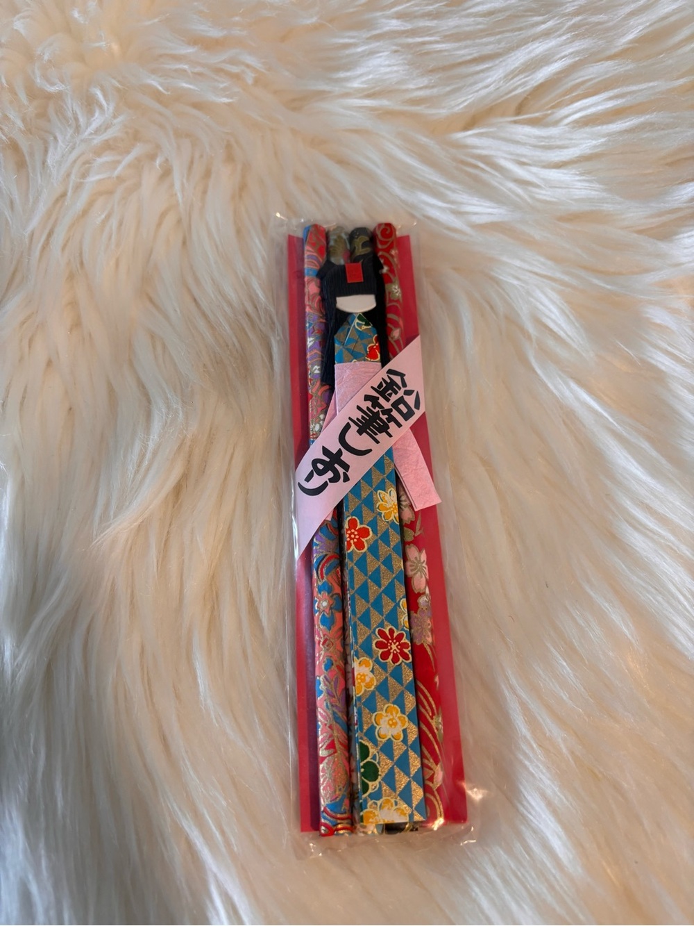 NEW Japanese Paper Chiyogami Covered Pencils and Paper Doll Set